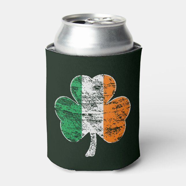 Vintage Ireland Flag Shamrock Can Cooler (Can Front)