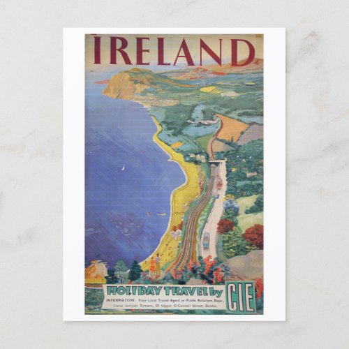 Vintage Ireland Holiday Travel Killiney Bay Postcard
