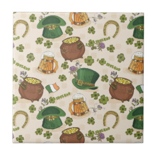 Vintage Ireland Icon Pattern Ceramic Tile