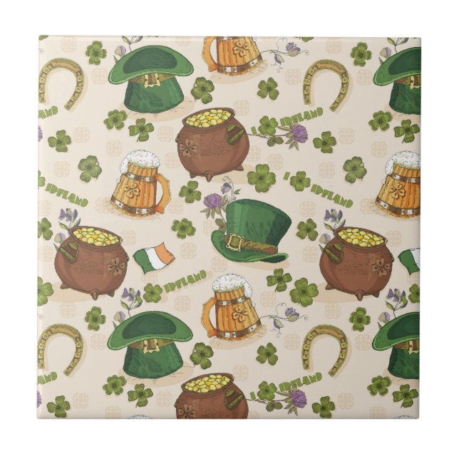 Vintage Ireland Icon Pattern Ceramic Tile (Front)