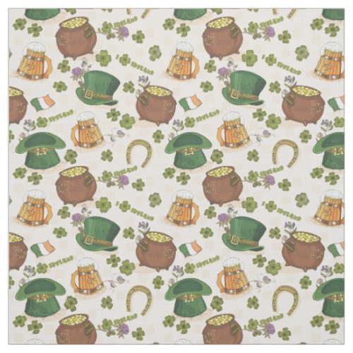 Vintage Ireland Icon Pattern Fabric