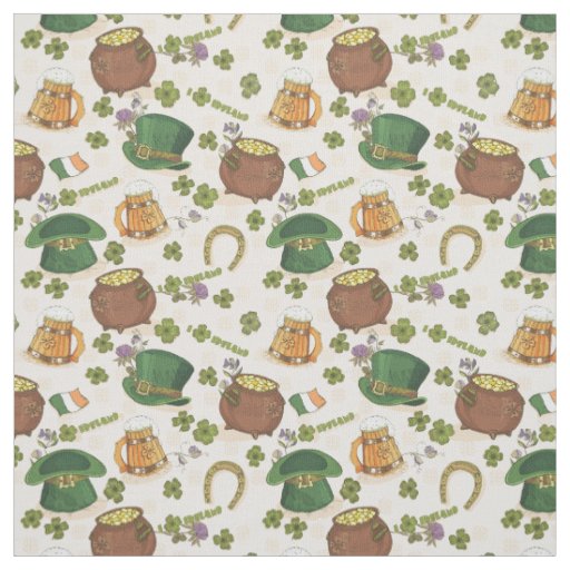 Vintage Ireland Icon Pattern Fabric