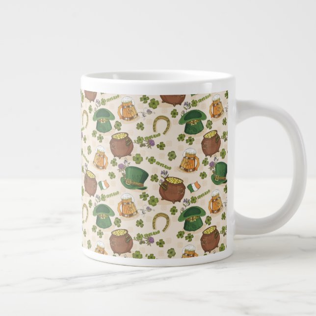 Vintage Ireland Icon Pattern Giant Coffee Mug (Right)