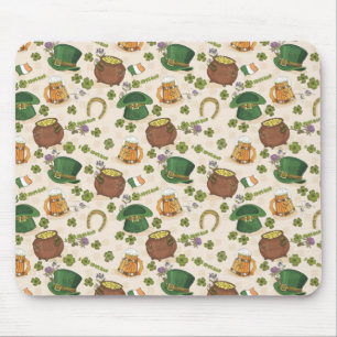 Vintage Ireland Icon Pattern Mouse Pad