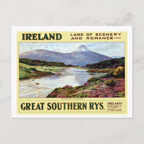 Vintage Ireland Land of Scenery and Romance Travel Postcard