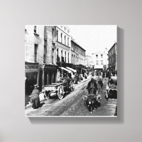 Vintage Ireland print Galway High Street c1870 Canvas Print