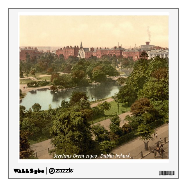Vintage Ireland, Stephens Green, Dublin Wall Decal (Front)