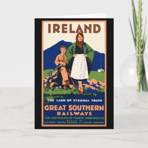 Vintage Ireland Travel Poster Card