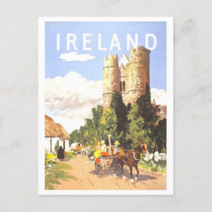 Vintage Ireland Travel Poster Postcard