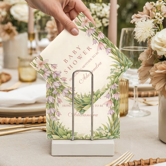 Vintage Iris And Bellflower Botanical Baby Shower Napkins (Creator Uploaded)