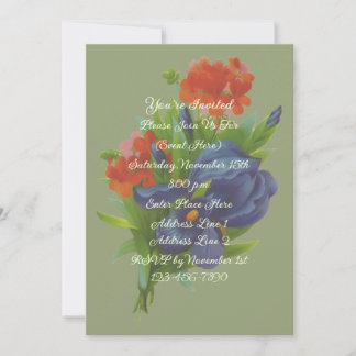 Vintage Iris Bouquet Floral Art Party Invitation