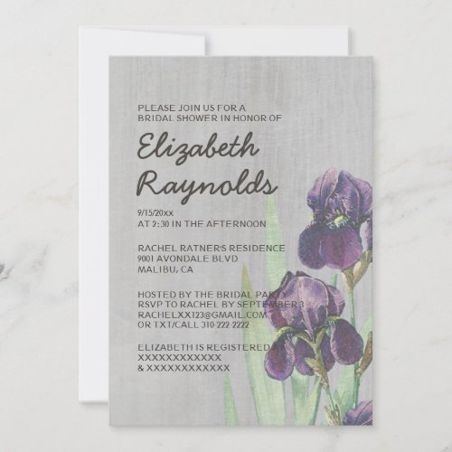 Vintage Iris Bridal Shower Invitations