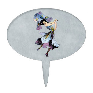 vintage iris flower fairy cake topper