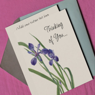 Vintage Iris Flowers Botanical Watercolor Note Card