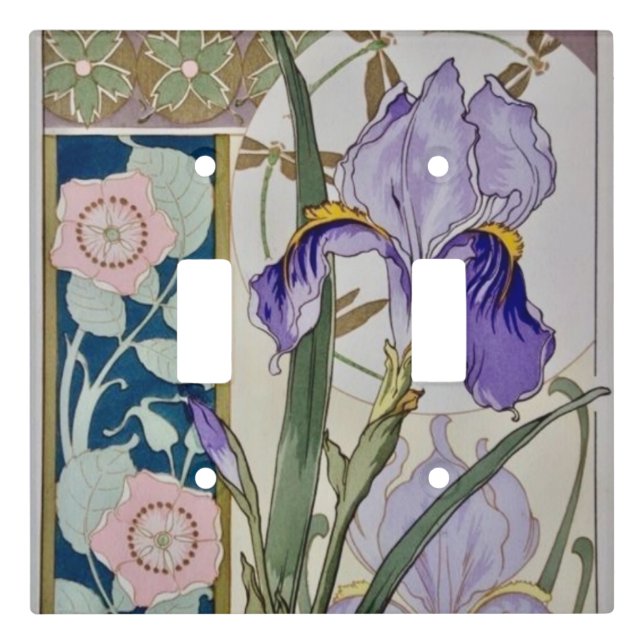 Vintage Iris Illustration  Light Switch Cover