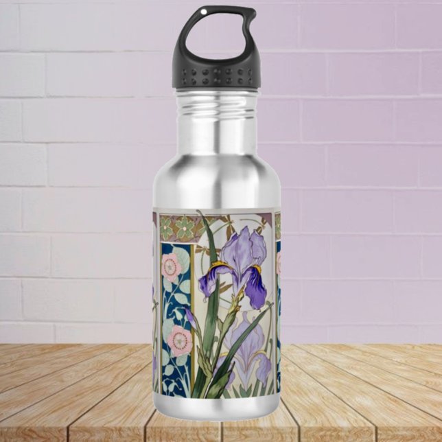 Vintage Iris Illustration    Stainless Steel Water Bottle (Creator Uploaded)