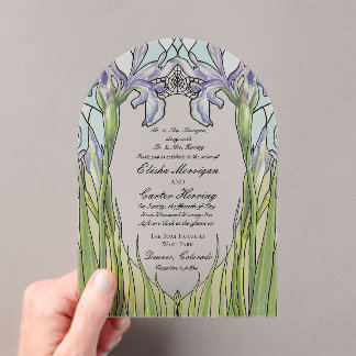 Vintage Iris Stained Glass Effect Wedding Acrylic Invitations