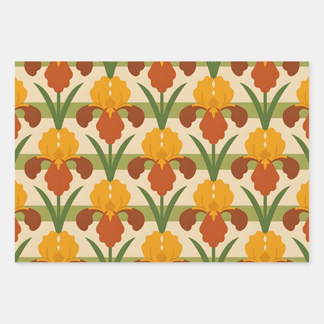Vintage Iris Wrapping Paper Sheets (Front)