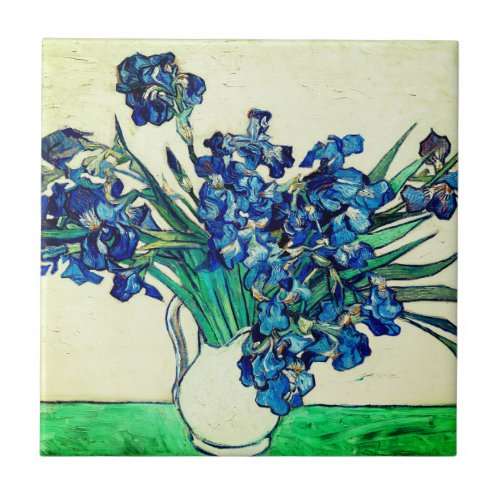 Vintage Irises 1890 by Vincent Van Gogh  Ceramic Tile
