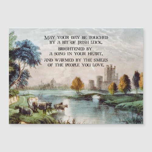 Vintage Irish Blessing and Scenic Castle Landscape