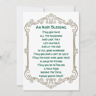 Vintage Irish Blessing St. Patrick’s Day Greeting Holiday Card