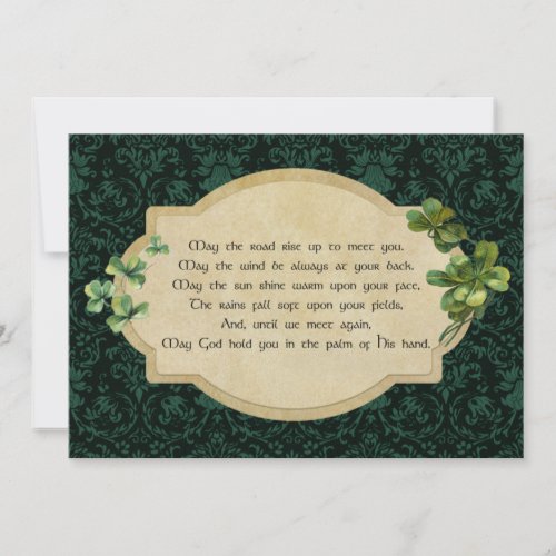 Vintage Irish Blessing with Shamrocks Holiday Card