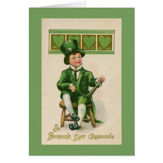 Vintage Irish Boy St. Patrick's Day Card (Front)