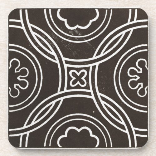 Vintage Irish Celtic Art Design Black Beverage Coaster