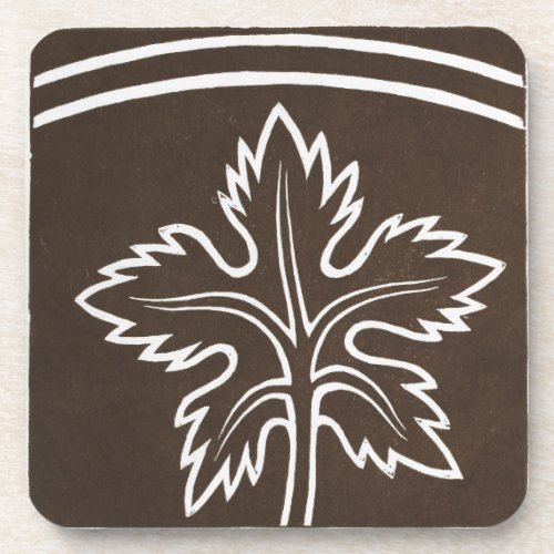 Vintage Irish Celtic Art Design Black Leaf Drink Coaster