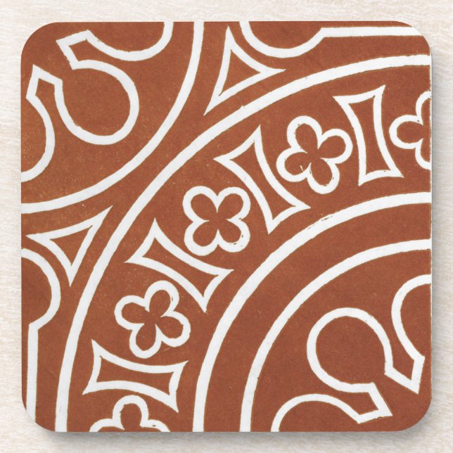 Vintage Irish Celtic Art Design Red Beverage Coaster (Front)