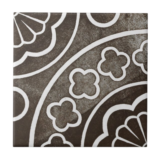 Vintage Irish Ceramic Art Design Black Ceramic Tile (Front)