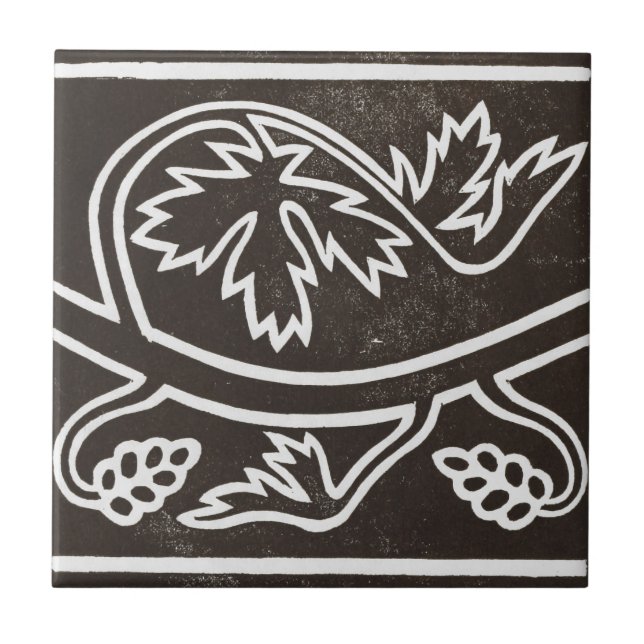 Vintage Irish Ceramic Art Design Black Ceramic Tile (Front)