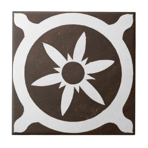 Vintage Irish Ceramic Art Design Black Ceramic Tile