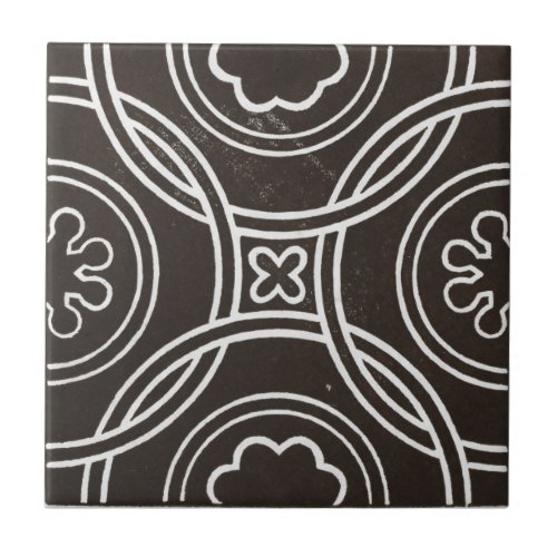 Vintage Irish Ceramic Art Design Black Ceramic Tile
