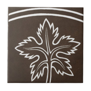 Vintage Irish Ceramic Art Design Black Leaf Tile