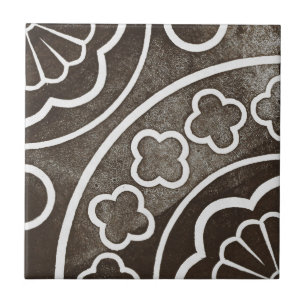 Vintage Irish Ceramic Art Design Black Tile