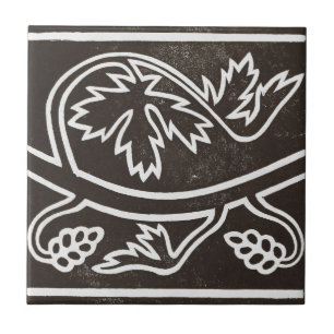 Vintage Irish Ceramic Art Design Black Tile