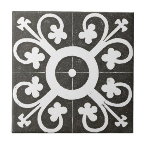 Vintage Irish Ceramic Art Design Black Tile