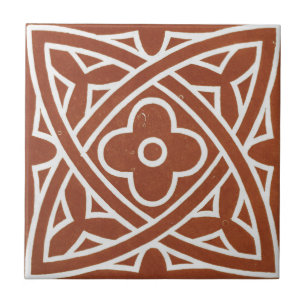 Vintage Irish Ceramic Art Design Red Celtic Tile
