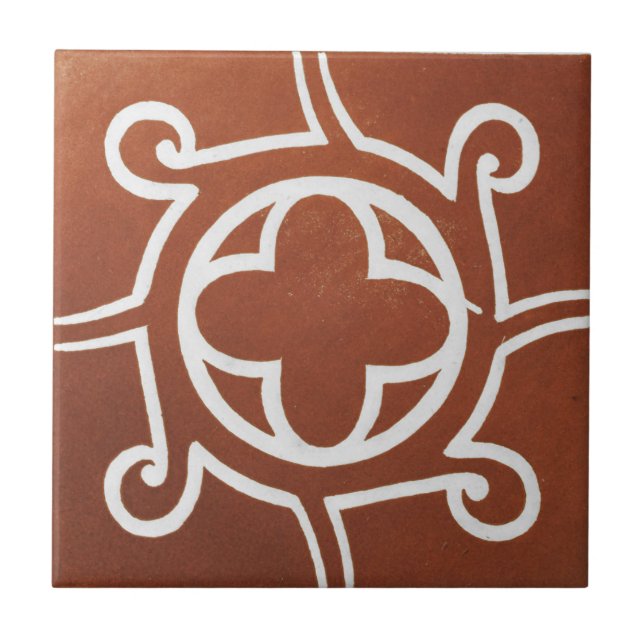 Vintage Irish Ceramic Art Design Red Celtic Tile (Front)