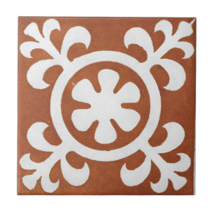 Vintage Irish Ceramic Art Design Red Tile