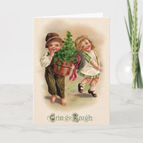 Vintage Irish Children Erin go Bragh St Patricks Card