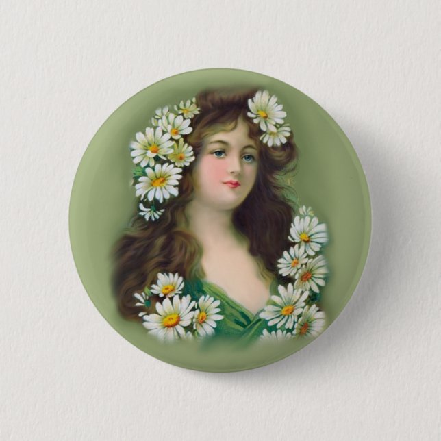 Vintage Irish Colleen Button (Front)