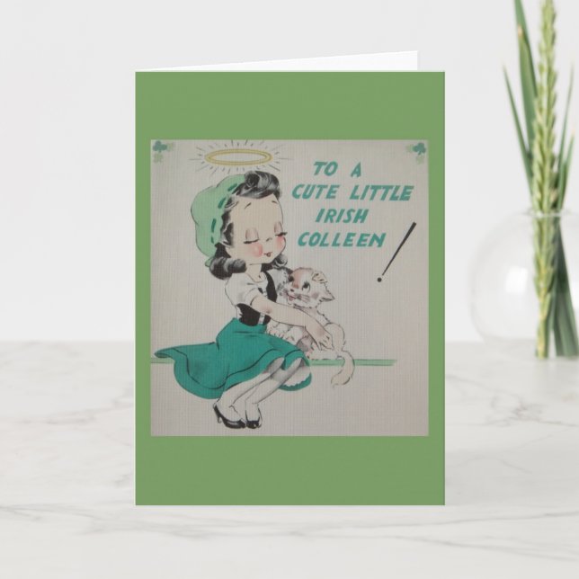 Vintage Irish Colleen Greeting Card (Front)