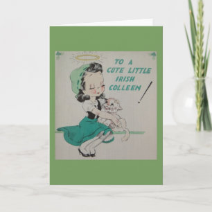 Vintage Irish Colleen Greeting Card