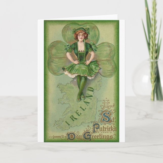 Vintage Irish Dancer St. Patrick's Day Card (Front)