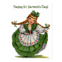 Vintage Irish Doll Happy St Patricks Day Postcard