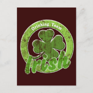 Vintage Irish Drinking Team Postcard