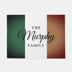 Vintage Irish flag and custom family surname Doormat