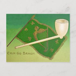 Vintage Irish Flag Harp of Erin St Patrick's Day C Postcard